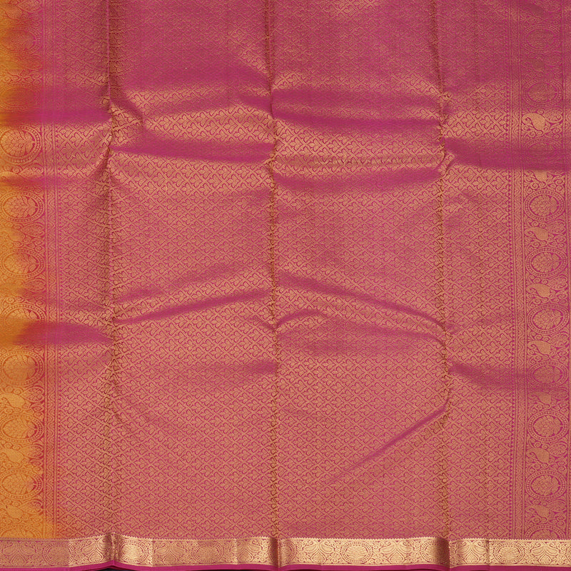 Hayagrivas Handloom Honey Mustard Kanjivaram Silk Saree with Pink Border KBF977I11-4