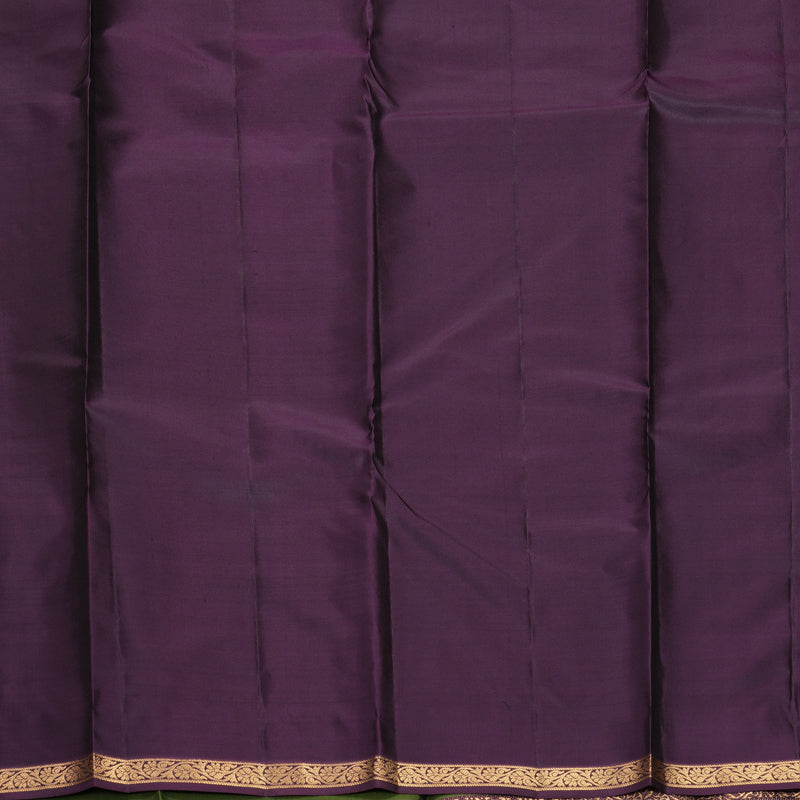 Hayagrivas Handloom Mehandi Green Kanjivaram Silk Saree with Purple Border KBF977I12-3