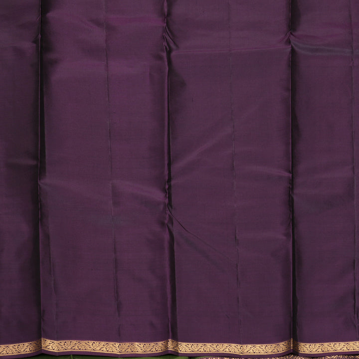 Hayagrivas Handloom Mehandi Green Kanjivaram Silk Saree with Purple Border KBF977I12-3