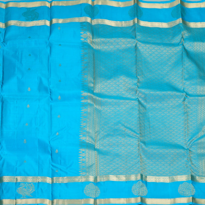 Hayagrivas Handloom Sky Blue Kanjivaram Silk Saree KBF977I13-2