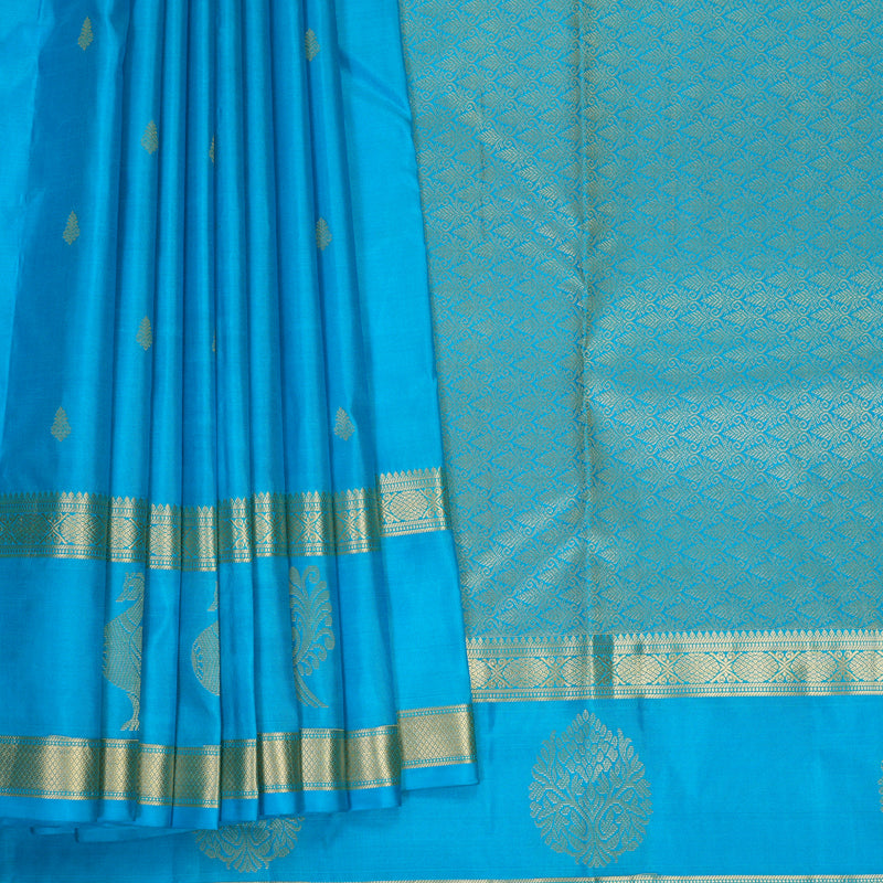 Hayagrivas Handloom Sky Blue Kanjivaram Silk Saree KBF977I13-2