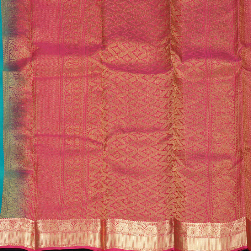 Hayagrivas Handloom Sea Green Kanjivaram Silk Saree with Purple Border KBF977I13-7