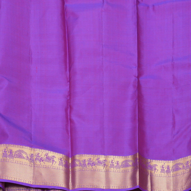 Hayagrivas Handloom Pink Kanjivaram Silk Saree with Purple Border KBF977I13-9