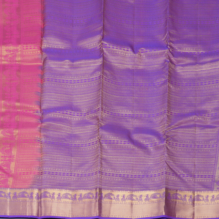 Hayagrivas Handloom Pink Kanjivaram Silk Saree with Purple Border KBF977I13-9
