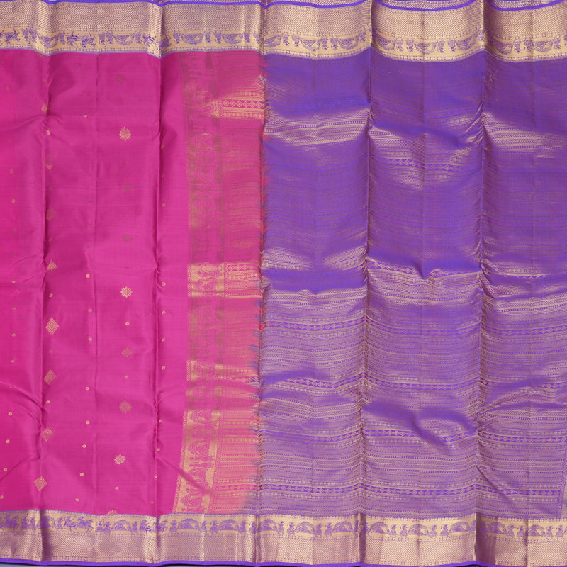 Hayagrivas Handloom Pink Kanjivaram Silk Saree with Purple Border KBF977I13-9
