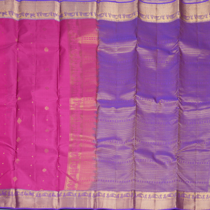 Hayagrivas Handloom Pink Kanjivaram Silk Saree with Purple Border KBF977I13-9