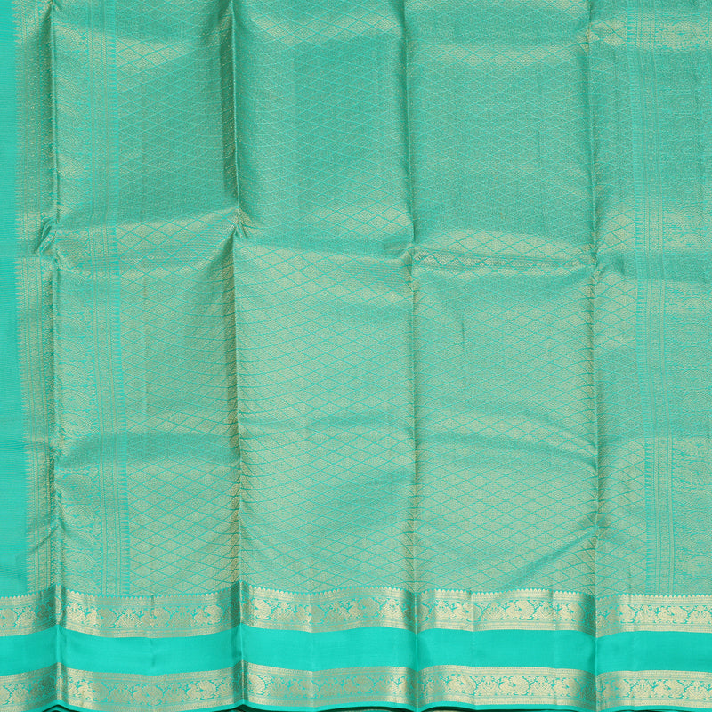 Hayagrivas Handloom Bright Teal Kanjivaram Silk Saree KBF977I14-1