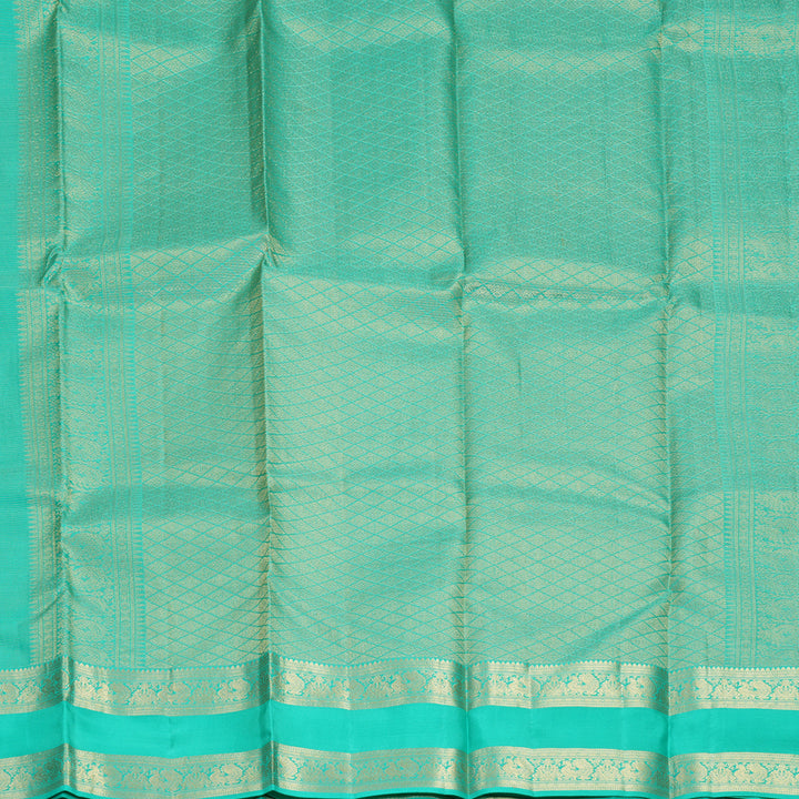 Hayagrivas Handloom Bright Teal Kanjivaram Silk Saree KBF977I14-1