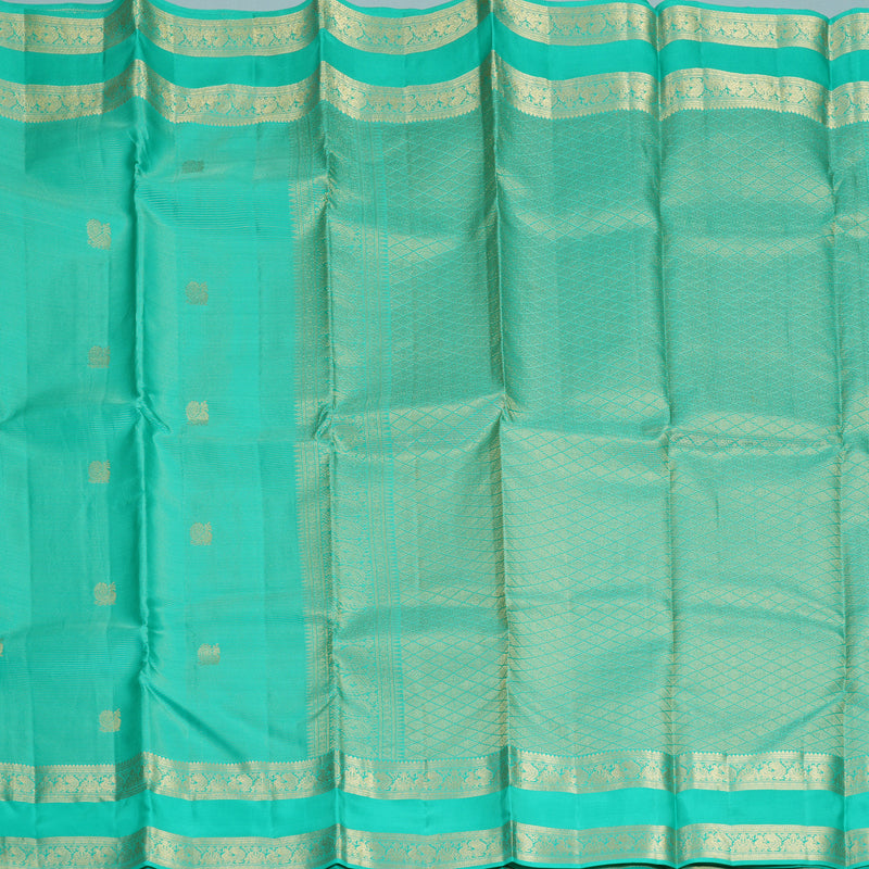 Hayagrivas Handloom Bright Teal Kanjivaram Silk Saree KBF977I14-1