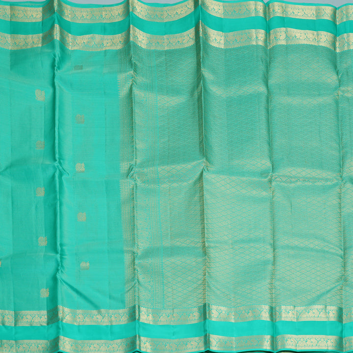 Hayagrivas Handloom Bright Teal Kanjivaram Silk Saree KBF977I14-1
