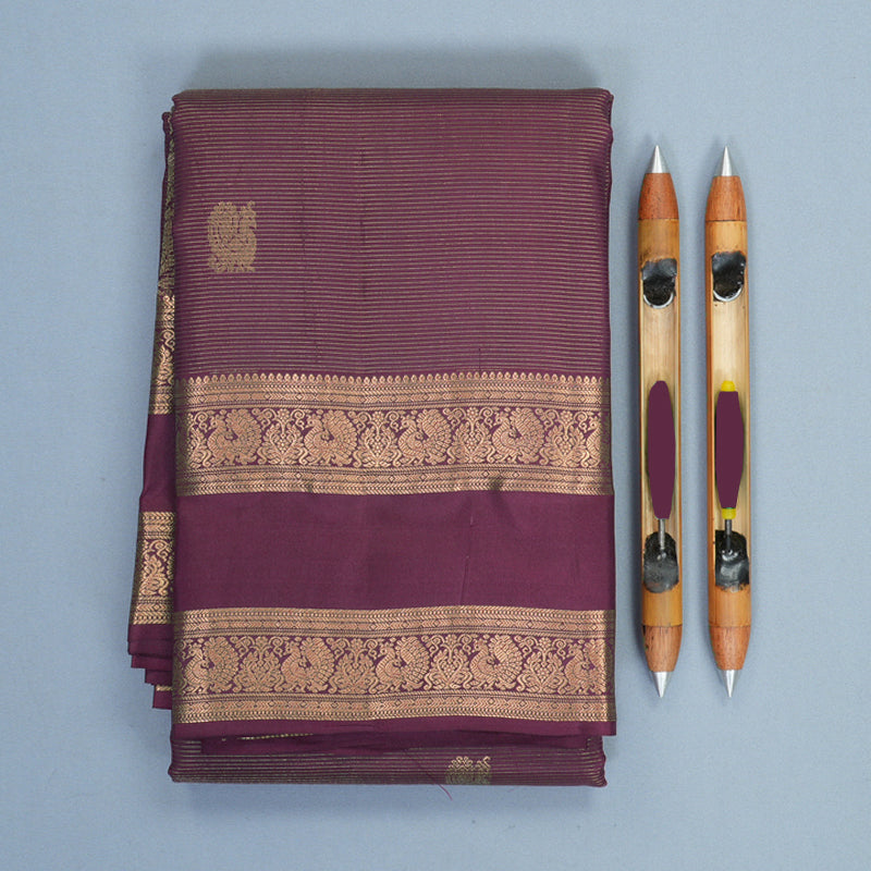 Hayagrivas Handloom Plum Purple Kanjivaram Silk Saree KBF977I14-3