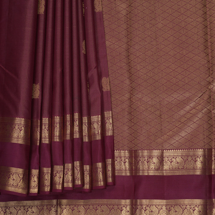 Hayagrivas Handloom Plum Purple Kanjivaram Silk Saree KBF977I14-3