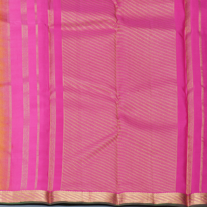Hayagrivas Handloom Golden Orange Kanjivaram Silk Saree with Rani Pink Border KBF977I21-1