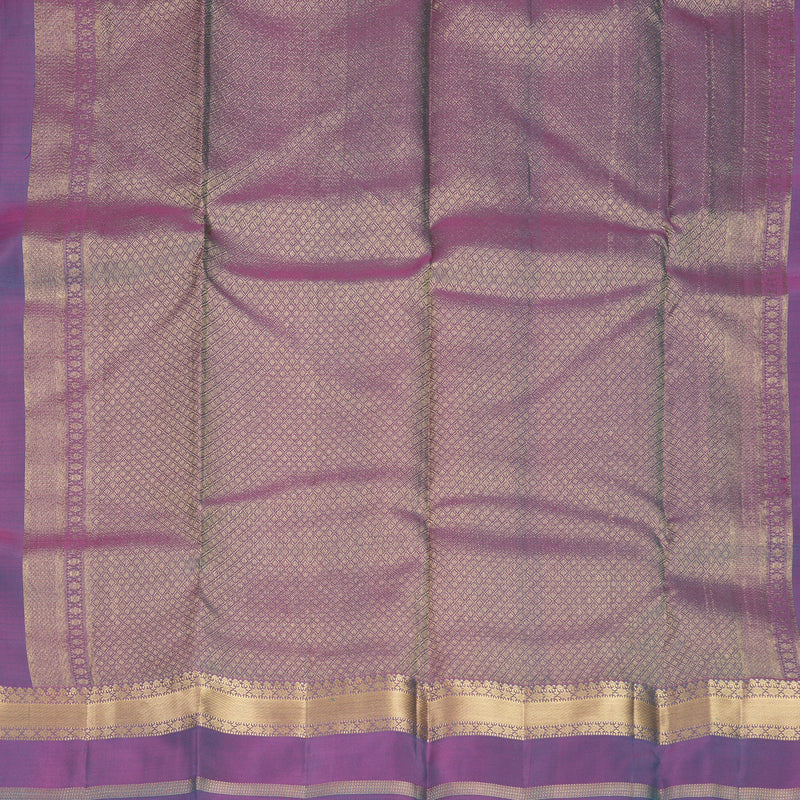 Hayagrivas Handloom Green Kanjivaram Silk Saree with Blue-Purple Border KBF977I22-1