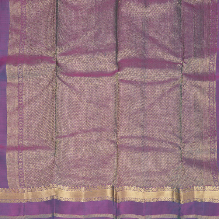 Hayagrivas Handloom Green Kanjivaram Silk Saree with Blue-Purple Border KBF977I22-1