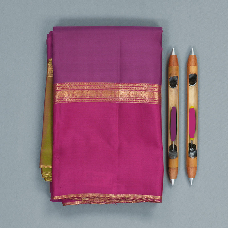 Hayagrivas Handloom Vadamalli Purple Kanjivaram Silk Saree with Ganga Jamuna Border KBF977I23-3