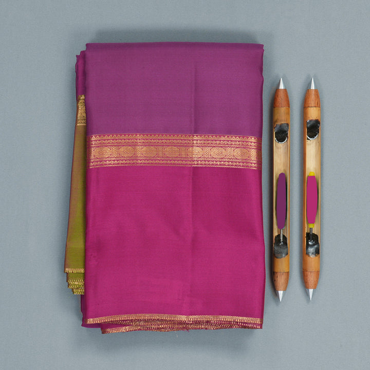 Hayagrivas Handloom Vadamalli Purple Kanjivaram Silk Saree with Ganga Jamuna Border KBF977I23-3