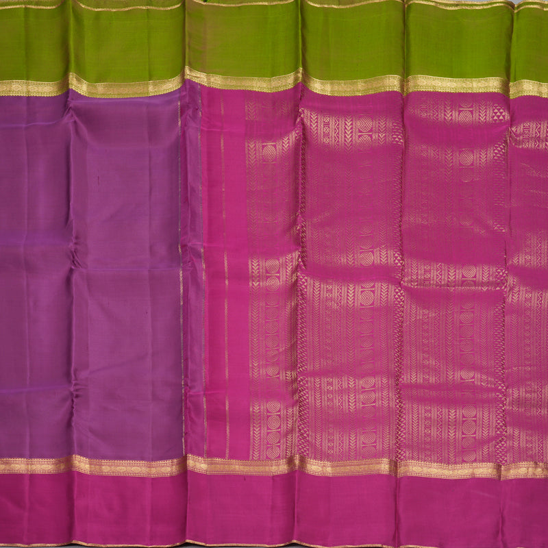 Hayagrivas Handloom Vadamalli Purple Kanjivaram Silk Saree with Ganga Jamuna Border KBF977I23-3