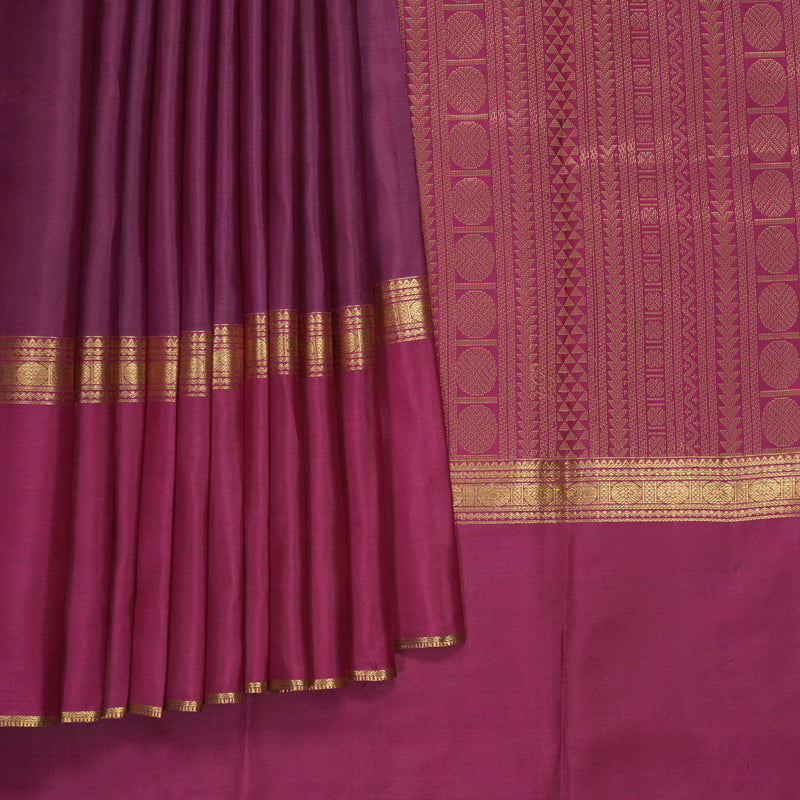 Hayagrivas Handloom Vadamalli Purple Kanjivaram Silk Saree with Ganga Jamuna Border KBF977I23-3