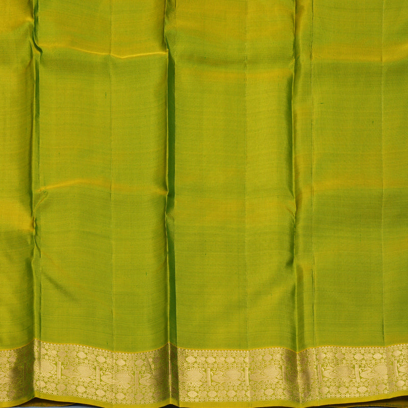 Hayagrivas Handloom Dark Green Kanjivaram Silk Saree with Leaf Green Border KBF977I24-3