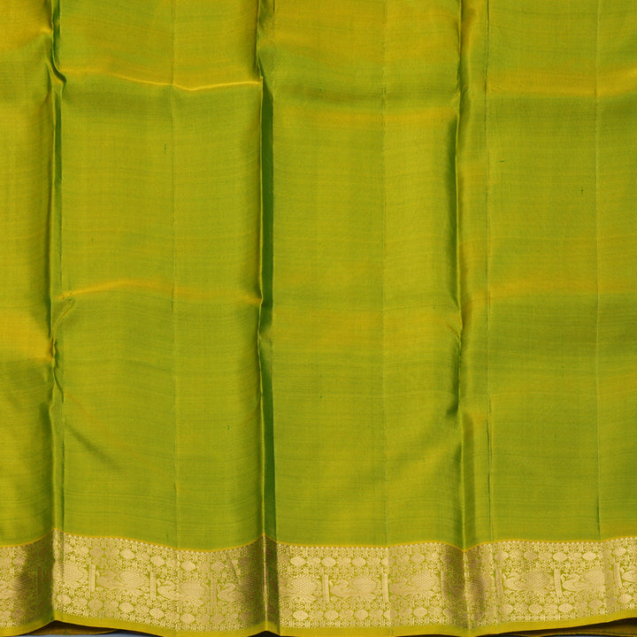 Hayagrivas Handloom Dark Green Kanjivaram Silk Saree with Leaf Green Border KBF977I24-3