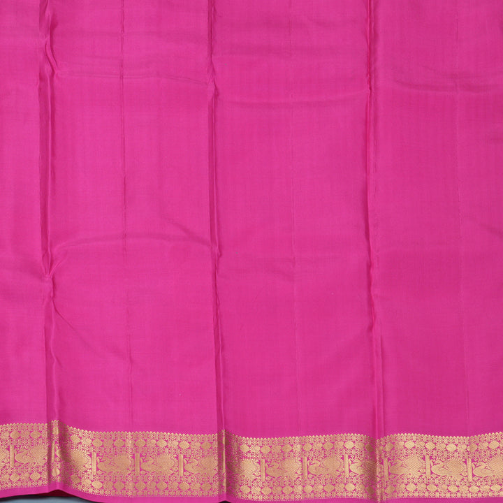 Hayagrivas Handloom Orangish-Pink Kanjivaram Silk Saree with Rani Pink Border KBF977I24-5