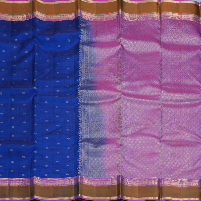 Hayagrivas Handloom MS Blue Kanjivaram Silk Saree with Mehandi Green Border KBF977I25-1
