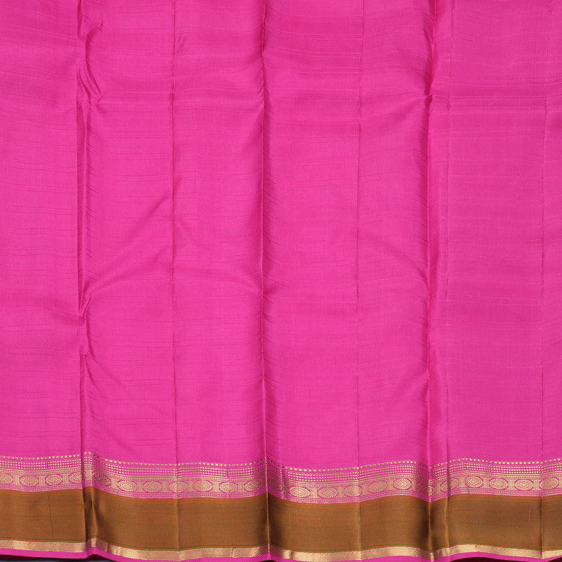 Hayagrivas Handloom Orangish-Pink Kanjivaram Silk Saree with Mehandi Green Border KBF977I25-2