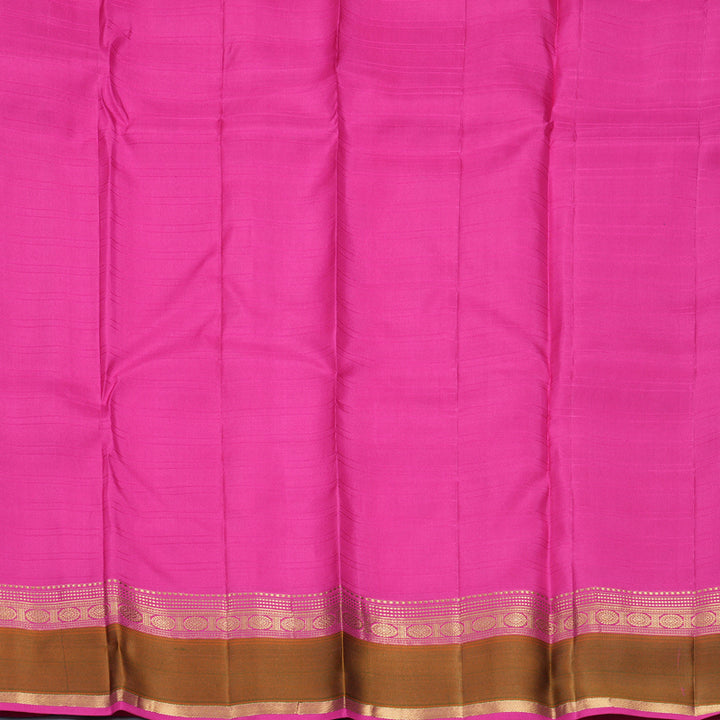 Hayagrivas Handloom Orangish-Pink Kanjivaram Silk Saree with Mehandi Green Border KBF977I25-2