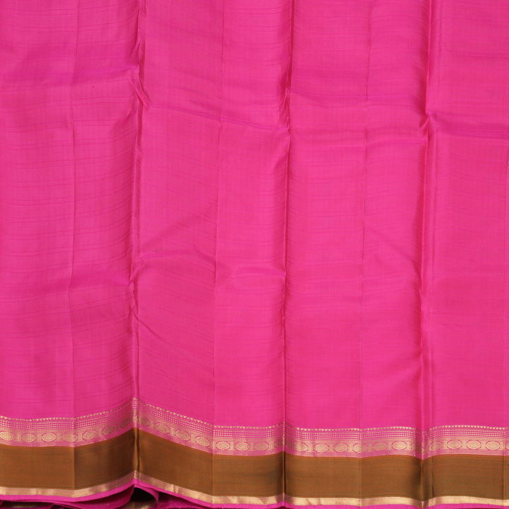 Hayagrivas Handloom Bright Orangish-Pink Kanjivaram Silk Saree with Mehandi Green Border KBF977I25-5