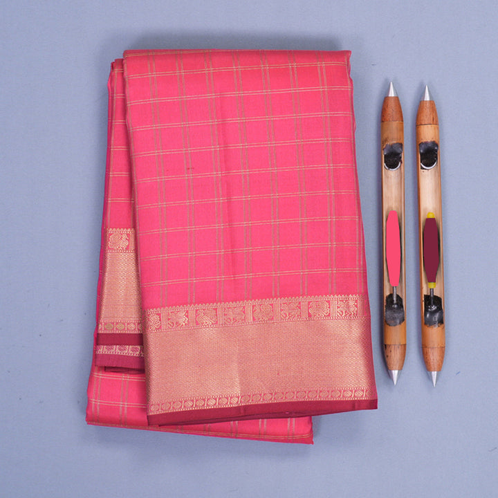 Hayagrivas Handloom Pink Kanjivaram Silk Saree KBF977I26-2