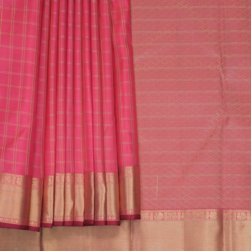 Hayagrivas Handloom Pink Kanjivaram Silk Saree KBF977I26-2