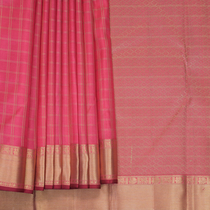 Hayagrivas Handloom Pink Kanjivaram Silk Saree KBF977I26-2