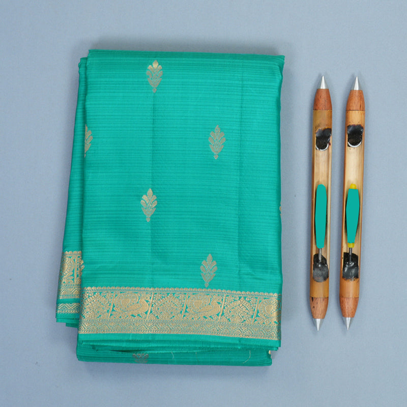 Hayagrivas Handloom Sea Green Kanjivaram Silk Saree KBF977I3-9