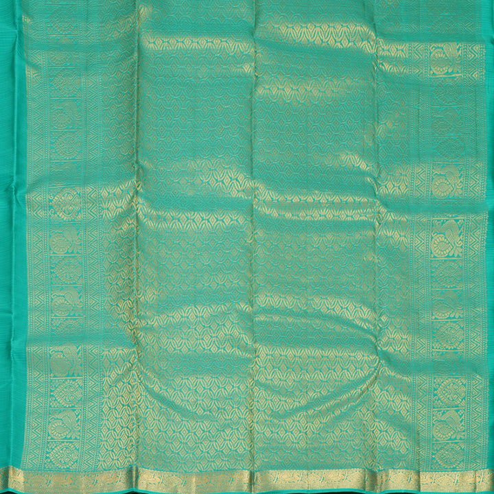 Hayagrivas Handloom Sea Green Kanjivaram Silk Saree KBF977I3-9