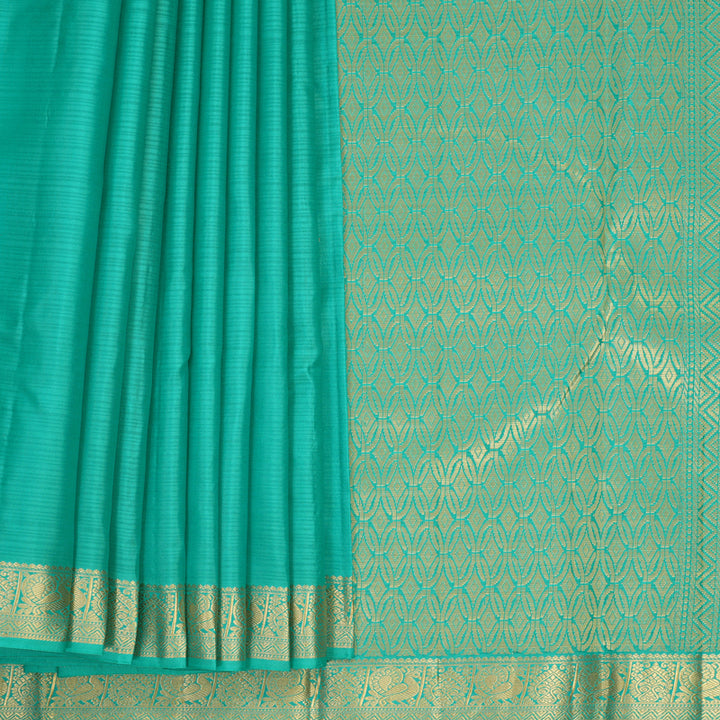 Hayagrivas Handloom Sea Green Kanjivaram Silk Saree KBF977I3-9
