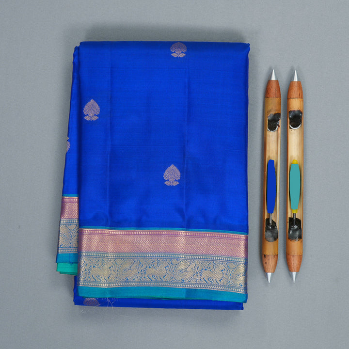 Hayagrivas Handloom Royal Blue Kanjivaram Silk Saree KBF977I4-1