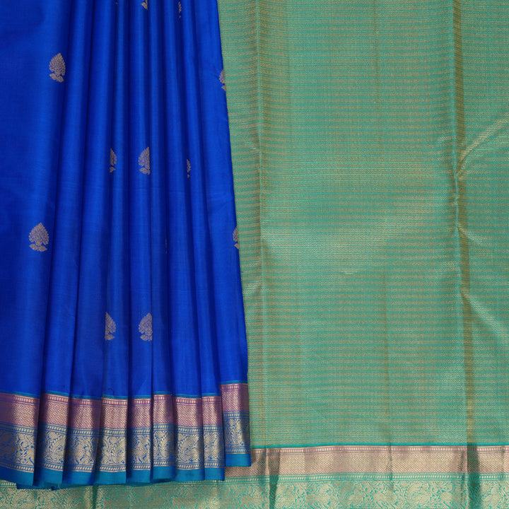 Hayagrivas Handloom Royal Blue Kanjivaram Silk Saree KBF977I4-1