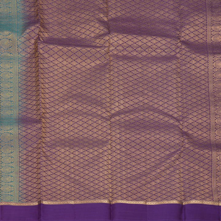 Hayagrivas Handloom Dual Tone (Blue &amp; Purple) Kanjivaram Silk Saree KBF977I8-4