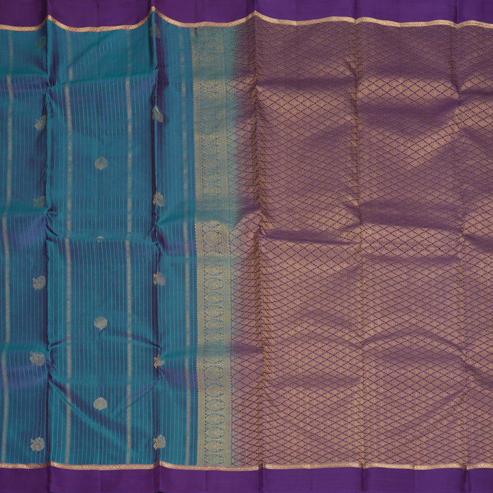 Hayagrivas Handloom Dual Tone (Blue &amp; Purple) Kanjivaram Silk Saree KBF977I8-4