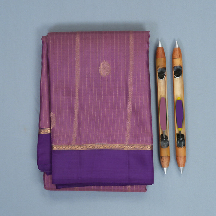 Hayagrivas Handloom Mauve Kanjivaram Silk Saree with Purple Border KBF977I8-7