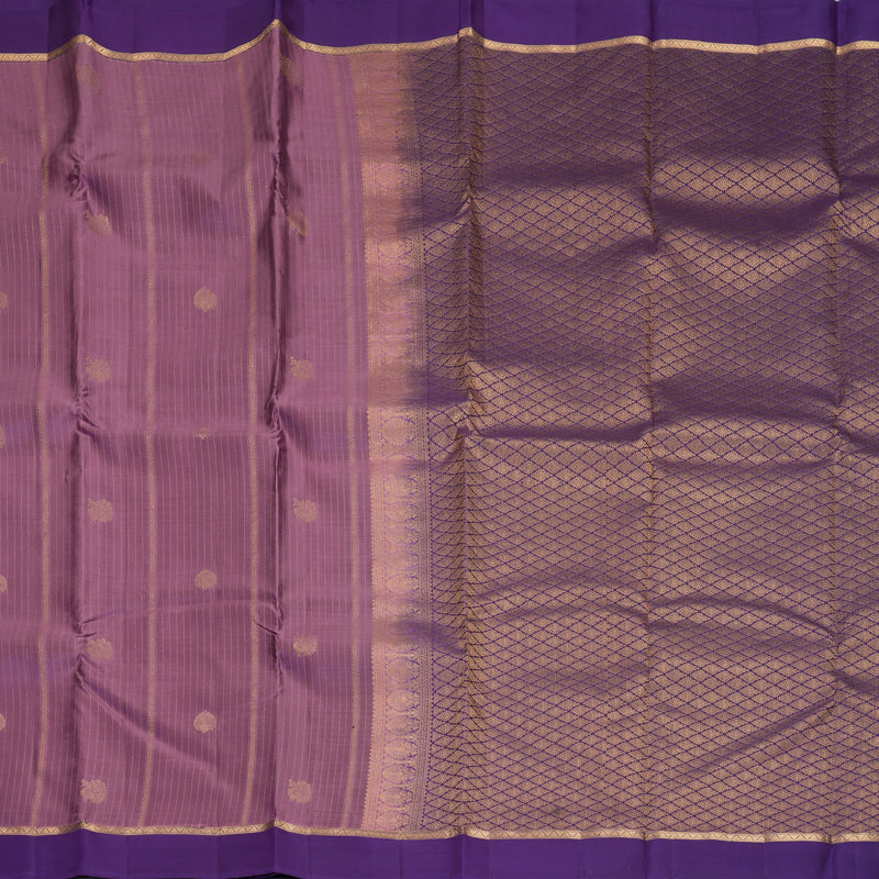 Hayagrivas Handloom Mauve Kanjivaram Silk Saree with Purple Border KBF977I8-7