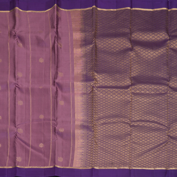 Hayagrivas Handloom Mauve Kanjivaram Silk Saree with Purple Border KBF977I8-7