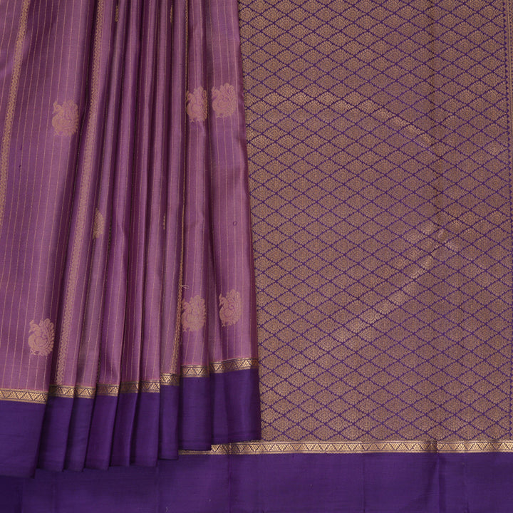 Hayagrivas Handloom Mauve Kanjivaram Silk Saree with Purple Border KBF977I8-7