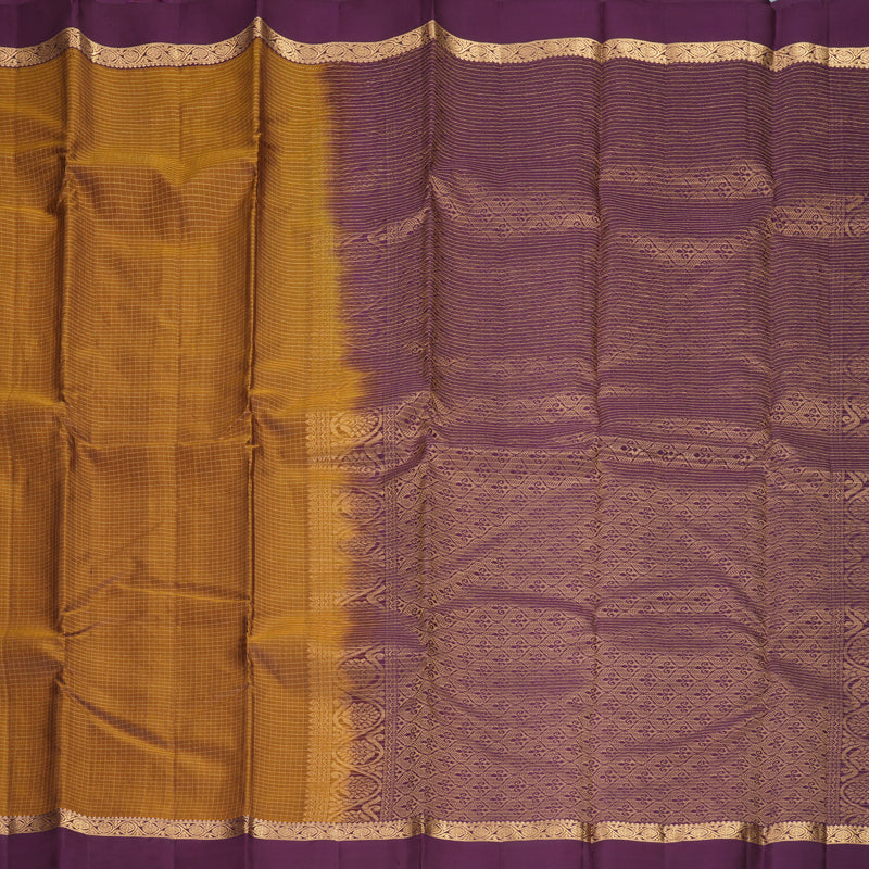 Hayagrivas Handloom Honey Mustard Kanjivaram Silk Saree with Nagapazham Border KBF977I9-13