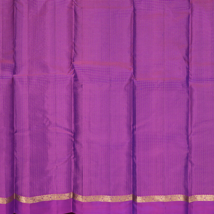 Hayagrivas Handloom Blue-Green Kanjivaram Silk Saree with Purple Border KBF977I9-14