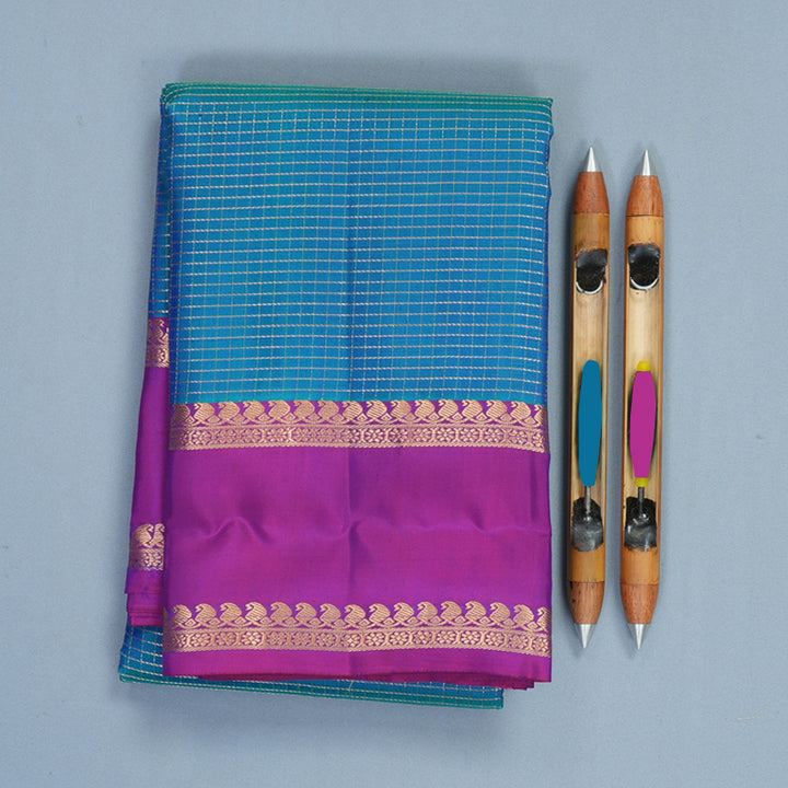 Hayagrivas Handloom Mayilkazhuthu Kanjivaram Silk Saree with Purple Border KBF977I9-17