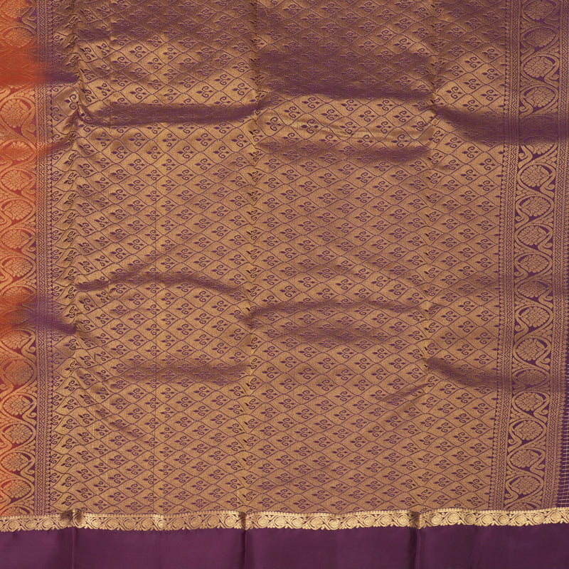 Hayagrivas Handloom Brown Kanjivaram Silk Saree with Purple Border KBF977I9-18
