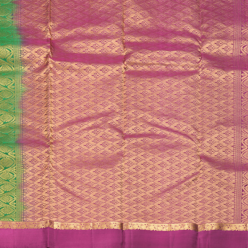 Hayagrivas Handloom Bottle Green Kanjivaram Silk Saree with Purple Border KBF977I9-21