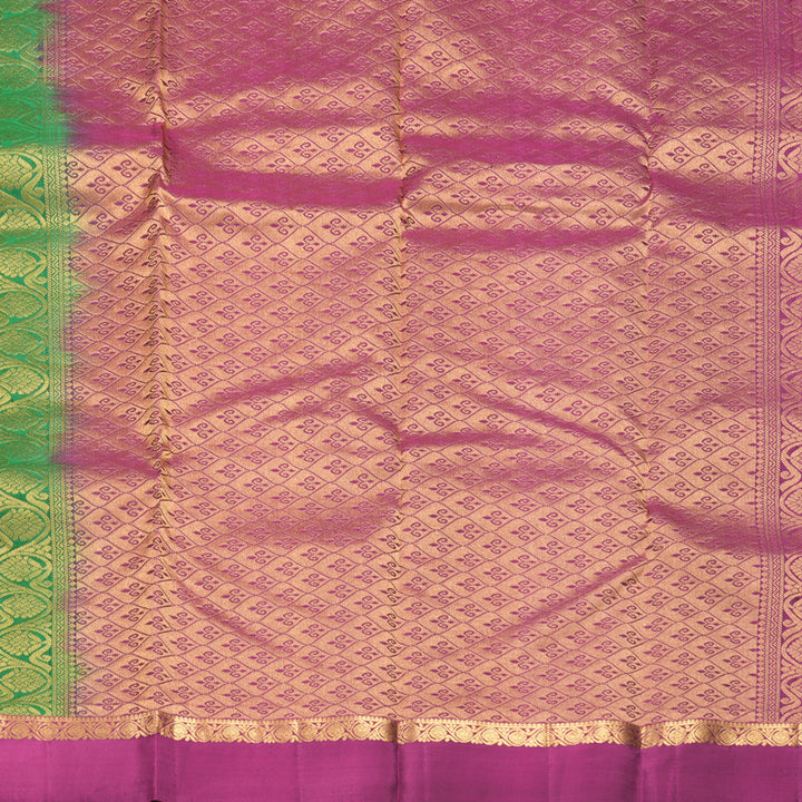Hayagrivas Handloom Bottle Green Kanjivaram Silk Saree with Purple Border KBF977I9-21